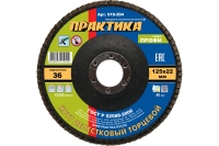 Круг лепестковый шлифовальный (125х22 мм; Р 36) ПРАКТИКА 919-204