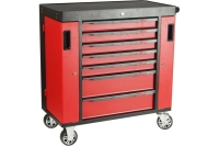 Тележка инструментальная (7 секций, красная, на колесах, с двумя боковыми ящиками) JTC S1070