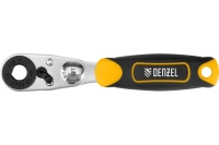 Ключ-трещотка для бит 1/4" Denzel 52 зуба, CrMo, адаптер для торцевых головок 11633