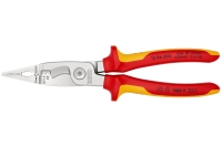 Электромонтажные клещи Knipex VDE, 6-в-1, 200 мм, диэлектрические, хром, 2К ручки, KN-1386200SB
