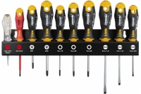 Набор отверток Felo Ergonic SL/PZ/Tx, отвертка VDE и отвертка тестер-сети на стальной стойке, 10 шт 40091043
