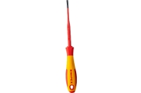 Отвертка KNIPEX SL4.0x0.8 шлицевая тонкая VDE, L  лезвия 100 мм, 1000V, 2-комп. рук-ка KN-982040SL