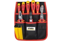 Набор диэлектрических отверток Felo Ergonic с диэлектрическими пасатижами, бокорезами, ножом для снятия изоляции и отверткой тестером сети, 9 шт 41399504