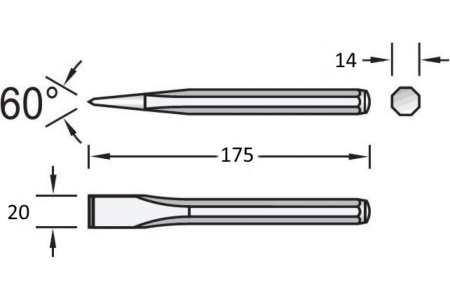 Плоское зубило NORGAU 20x175 мм N97-20X175 075315175