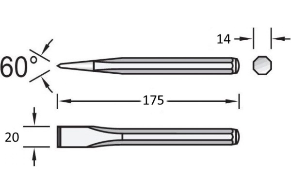 Плоское зубило NORGAU 20x175 мм N97-20X175 075315175