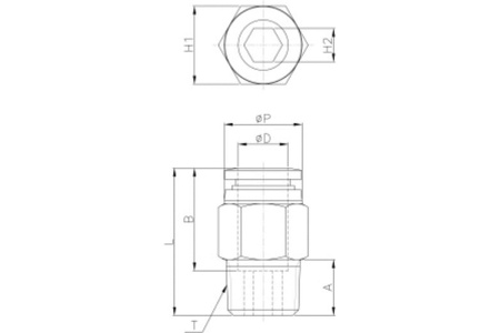 Фитинг 8 мм с наружной металлической резьбой R1/8" CDC Pneumatics PC 0801