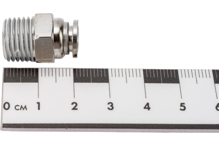 Фитинг цанговый прямой металлический 6 мм - наружная резьба 1/4" Pegas pneumatic 6101