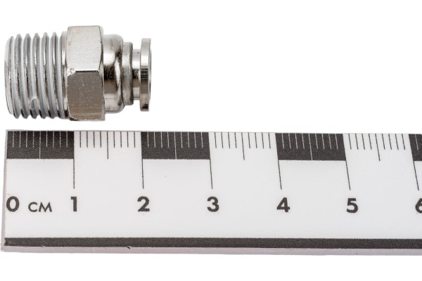 Фитинг цанговый прямой металлический 6 мм - наружная резьба 1/4" Pegas pneumatic 6101