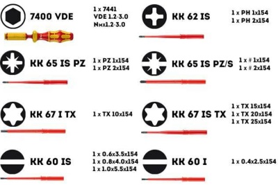 Набор с динамометрической отверткой  WERA Kraftform Kompakt VDE 15 extra slim 1, 1,2-3 Нм, 15 предметов WE-059291