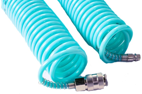 Шланг спиральный PU с фитингами рапид (7.5 м; 5.5х8 мм; рапид EURO) POWER TECHNIC PU8-7,5m