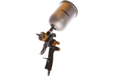 Пневматический краскопульт INTERTOOL LVLP BRONZE, форсунка 1.8мм, бачок 600 мл, PT-0135