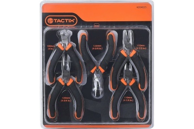 Набор инструмента TACTIX Mini ERGO из 5-х штук, плоскогубцы 2 шт., кусачки 2 шт., переставные плоскогубцы 204025
