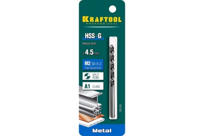 Сверло по металлу HSS-G сталь М2 (4.5х80 мм) Kraftool 29651-4.5