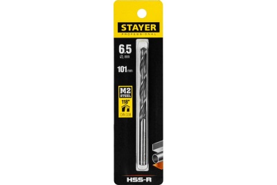 Сверло Professional по металлу HSS-R, (сталь М2, DIN 338, 6.5 мм) Stayer 29602-6.5