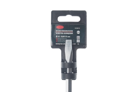 Шлицевая магнитная отвертка ROCKFORCE Profi S2 SL8.0х175мм на пластиковом держателе RF-70180175