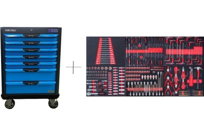 Тележка с 7 ящиками+ПОДАРОК инструмент 250 предметов KraftWell KRW-TTG+SET250