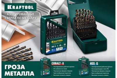 Сверло по металлу HSS-G сталь М2 (2.5х57 мм) Kraftool 29651-2.5