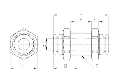 Цанговое проходное соединение 8 мм CDC Pneumatics PMM 08N