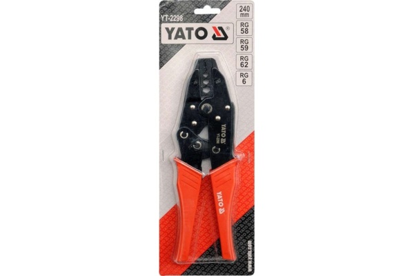 Пассатижи для обжима и зачистки проводов YATO RG6, RG58, RG59, RG62 YT-2298