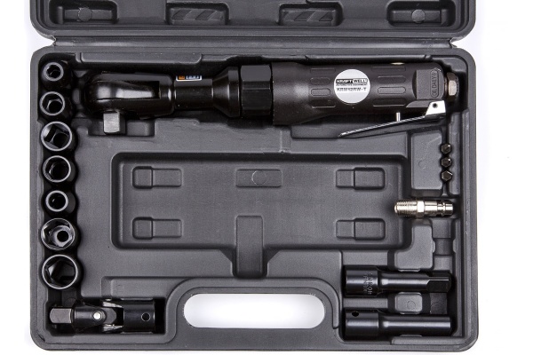 Пневматическая трещотка с набором головок 1/2" KraftWell в кейсе KRW12RW-T