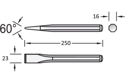 Плоское зубило NORGAU 23x250 мм N97-23X250 075315250