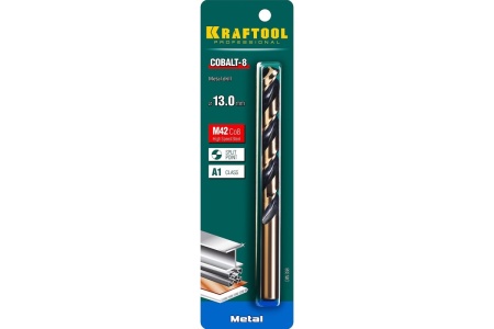 Сверло по металлу COBALT HSS-Co 8% сталь М42 (13х151 мм) Kraftool 29656-13