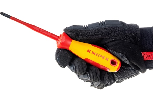 Крестовая отвертка KNIPEX PH2 тонкая, VDE, длина лез 100 мм, L-212 мм KN-982402SL