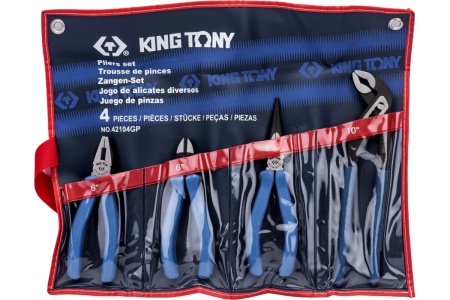 Набор пассатижей, плоскогубцев и бокорезов 4шт KING TONY 42104GP01