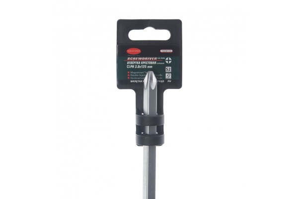 Крестовая силовая отвертка ROCKFORCE PH3.0х125м на пластиковом держателе RF-70230125
