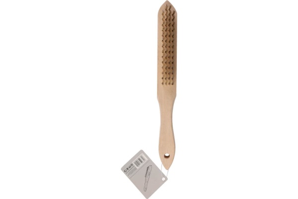 Корщетка KENDO сталь с медным покрытием, с деревянной ручкой 31504