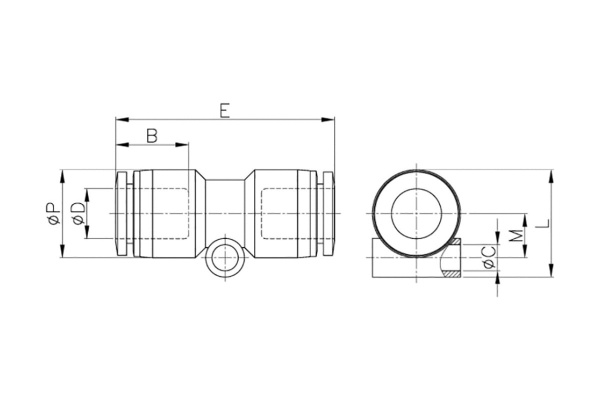 Фитинг прямой пластик 4 мм CDC Pneumatics PUC 04N