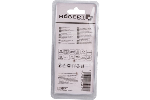 Сверло ступенчатое спиральное 4-32 мм HOEGERT TECHNIK HT6D326