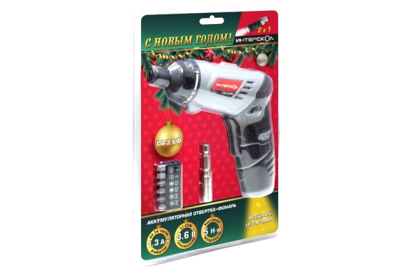 Аккумуляторная отвертка Интерскол ОА-3.6Ф НОВОГОДНЯЯ УПАКОВКА 433.3.2.10