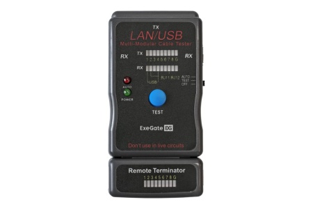 Сетевой тестер ExeGate EX-T5448 для RJ-45 RJ-11 RJ-12 USB 293160