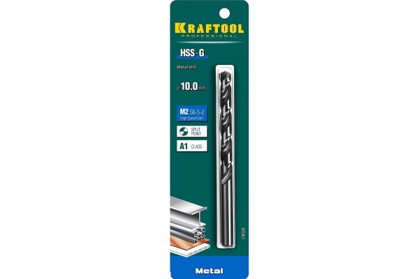 Сверло по металлу HSS-G сталь М2 (10х133 мм) Kraftool 29651-10