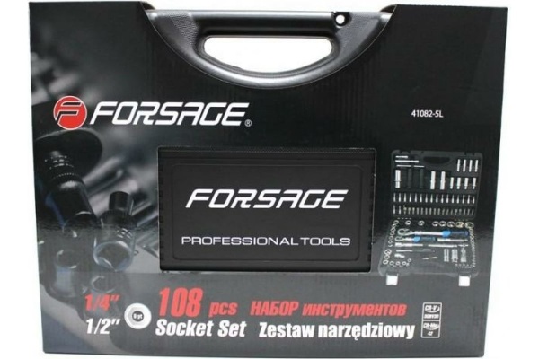 Набор инструментов с телескопическими трещотками Forsage F-41082-5L 108пр.1/4''&1/2''(6гр.)(4-32мм) 48321