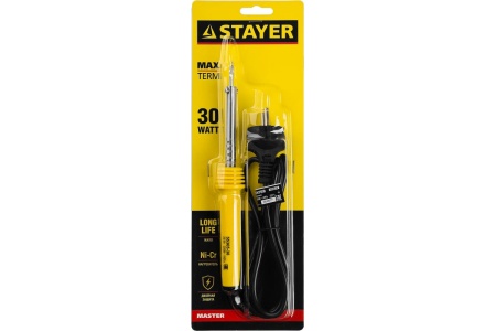 Паяльник Stayer MAXTerm с пластмассовой рукояткой жало-конус 30Вт 55305-30