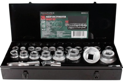 Набор торцевых головок ROCKFORCE 3/4"DR 6-гранных, 17-50 мм, 1"DR, 26 предметов RF-68263-5