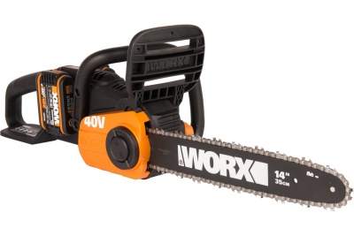 Бесщеточная цепная аккумуляторная пила WORX 40 В, 2х2.0 А*ч, двойное ЗУ 2x2A WG384E