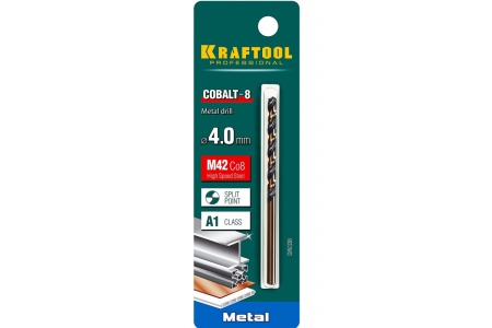 Сверло по металлу COBALT HSS-Co 8% сталь М42 (4х75 мм) Kraftool 29656-4