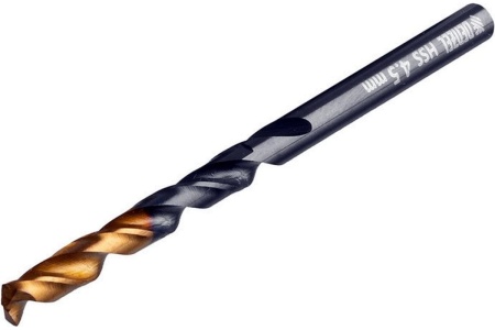 Сверло по металлу Golden Tip 4.5 мм, HSS-Tin, 10 шт, DIN 338 Denzel 717211
