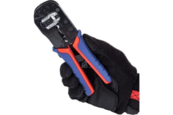 Пресс-клещи для штекеров RJ 45 Knipex 3-в-1, кол-во гнёзд: 1, 8-пин 8P8C, резка и зачистка кабеля, 190 мм KN-975113