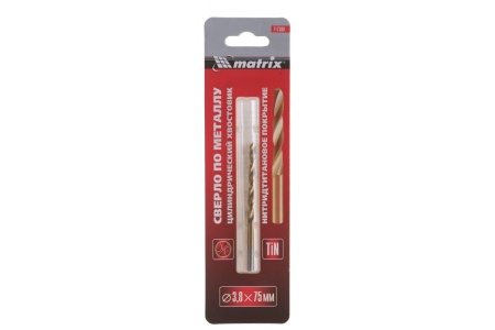 Сверло по металлу HSS-TiN (3.8х75х43 мм; Р4М3) MATRIX 717380