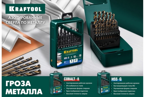 Сверло по металлу HSS-G сталь М2 (10х133 мм) Kraftool 29651-10