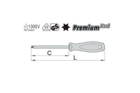 Отвертка Unior изолированная VDE 1000V, с утонченным жалом, PZ1х80мм 3838909240695