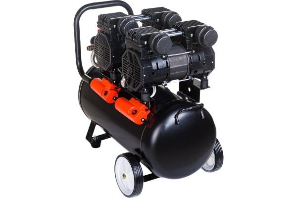 Малошумный безмасляный компрессор Pegas pneumatic PG-2800*2 проф серия 2.8кВт, 365 л/мин,50л 6621