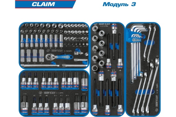 Набор инструментов KING TONY CLAIM в чёрной тележке, 286 предметов 9G35-286MRV