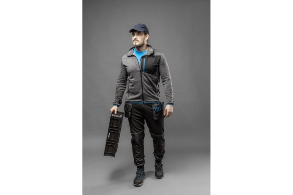 Рабочая толстовка HOEGERT TECHNIK Nister серый/меланж/синяя, р. 2XL/56 HT5K900-2XL