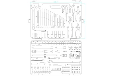 Универсальный набор инструмента 1/4, 1/2DR Jonnesway S04H524142S 46100