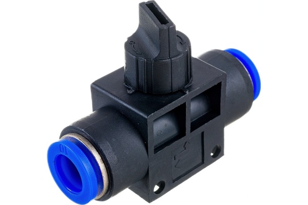 Прямой фитинг цанговый Pegas с краном 10 мм - 10 мм Pegas pneumatic 6006